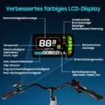 nakxus 26T1-PRO E-Bike 26 Zoll, 36V 18,2Ah Akku, 250W, 7-Gang, 90–130 km Reichweite, LCD-Display, IPX5 – Bild 3